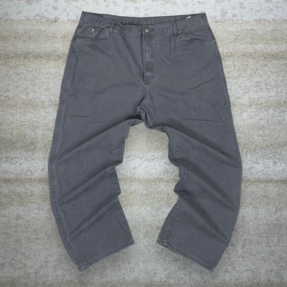 Vintage 90s Dickies Carpenter Pants 40x30 Baggy Wide Leg Grey Canvas Dungarees - Picture 2 of 5